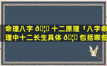 命理八字 🦍 十二原理「八字命理中十二长生具体 🦊 包括哪些阶段」